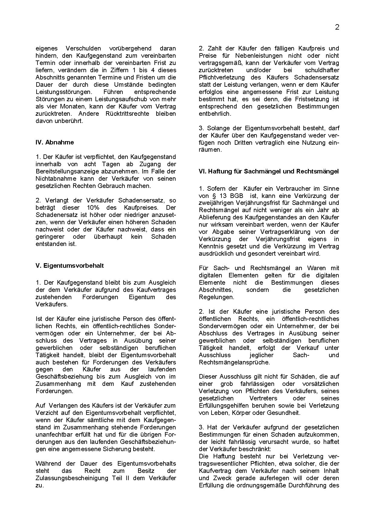 AGB Neuwagenverkaufsbedingungen