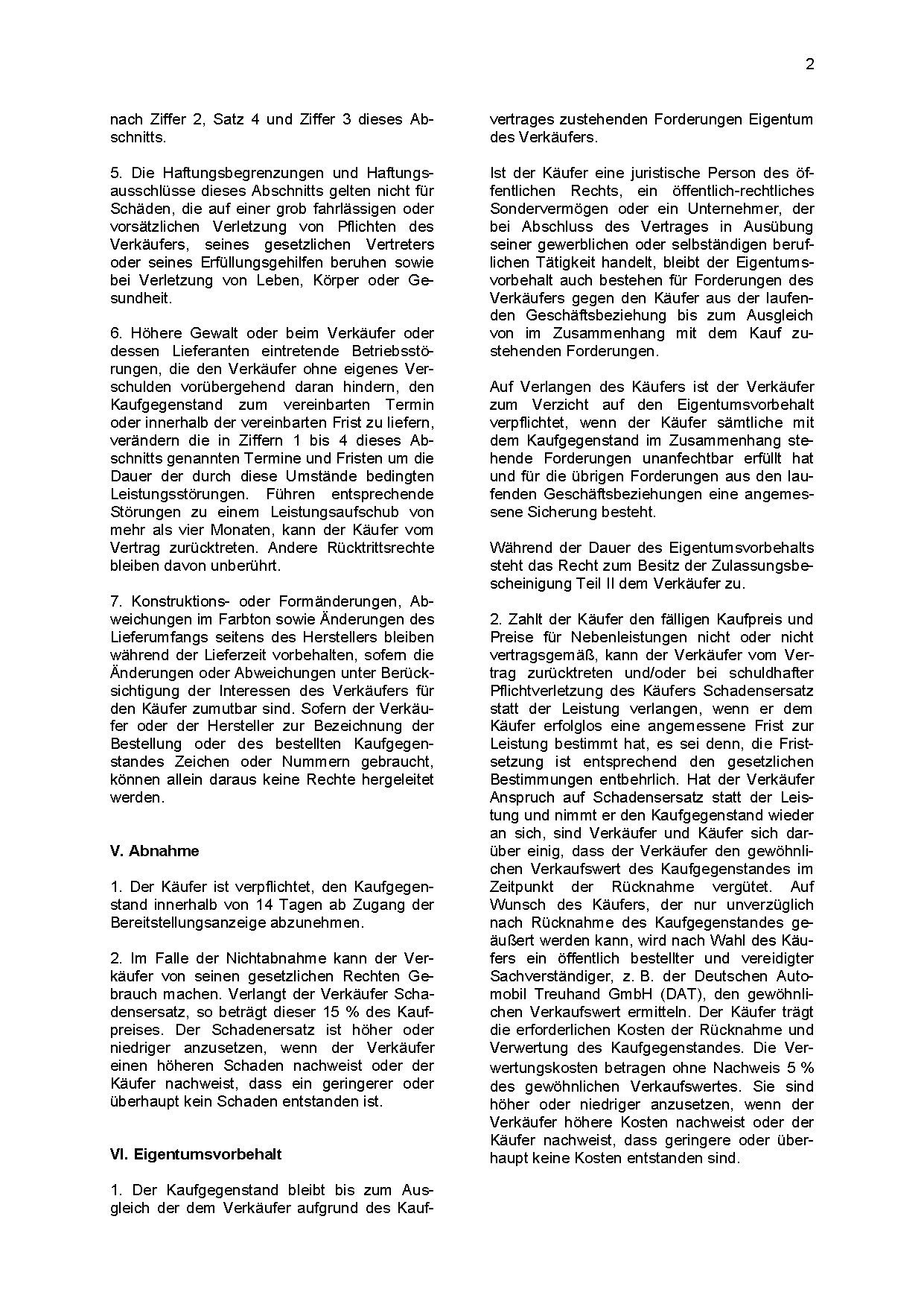 AGB Neuwagenverkaufsbedingungen