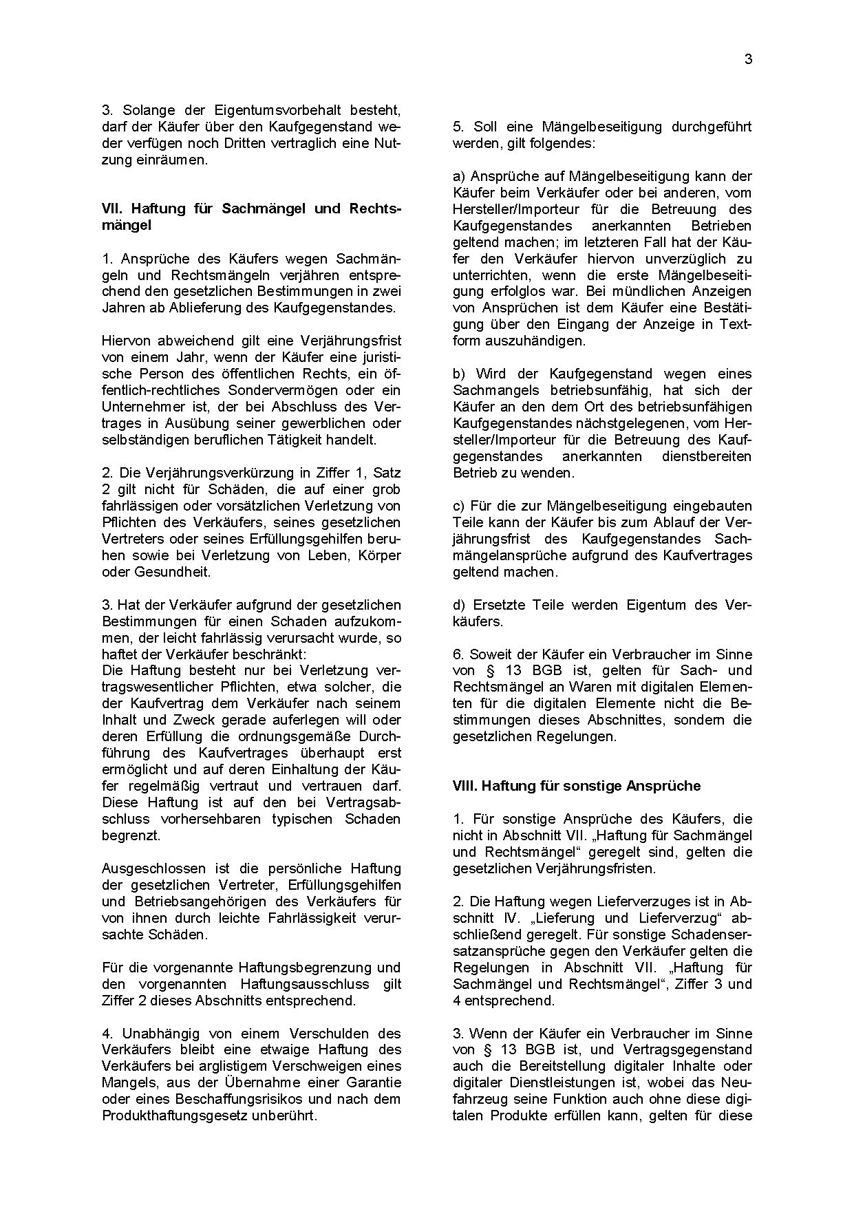 AGB Neuwagenverkaufsbedingungen